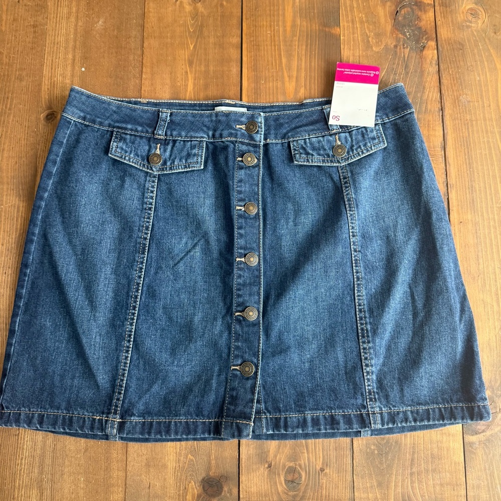 NWT SO Blue Denim Button-Up Mini Skirt